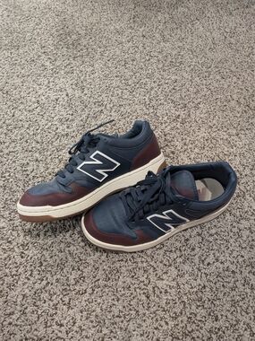 New Balance 480 mens sneakers in navy & maroon leather